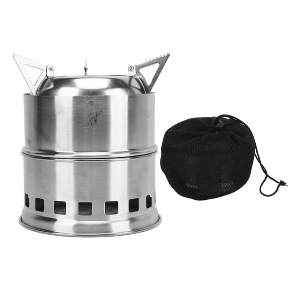 Outdoor Wood Burning Stove Stainless Steel Barbecue Wood Charcoal Coal Heating Stove for Camping Round