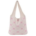 thumbnail image 1 of (Doblado Por La Mitad Y Enviado Dos Veces) Bolso Compras Tejido Con Lazo Bolso Hombro Gran Capacidad para Mujer (Estilo 3), 1 of 9