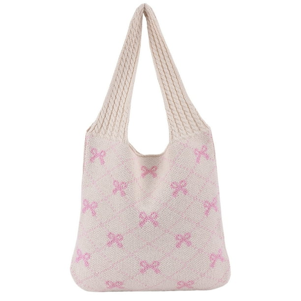 Comestibles Ganchillo Bolso Mano Femenino Color Contrastante
