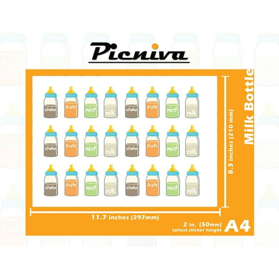 A4(2")Milk Bottle Baby Kid Nursery Room Decal Sticker Clear Vinyl Wall Art decor