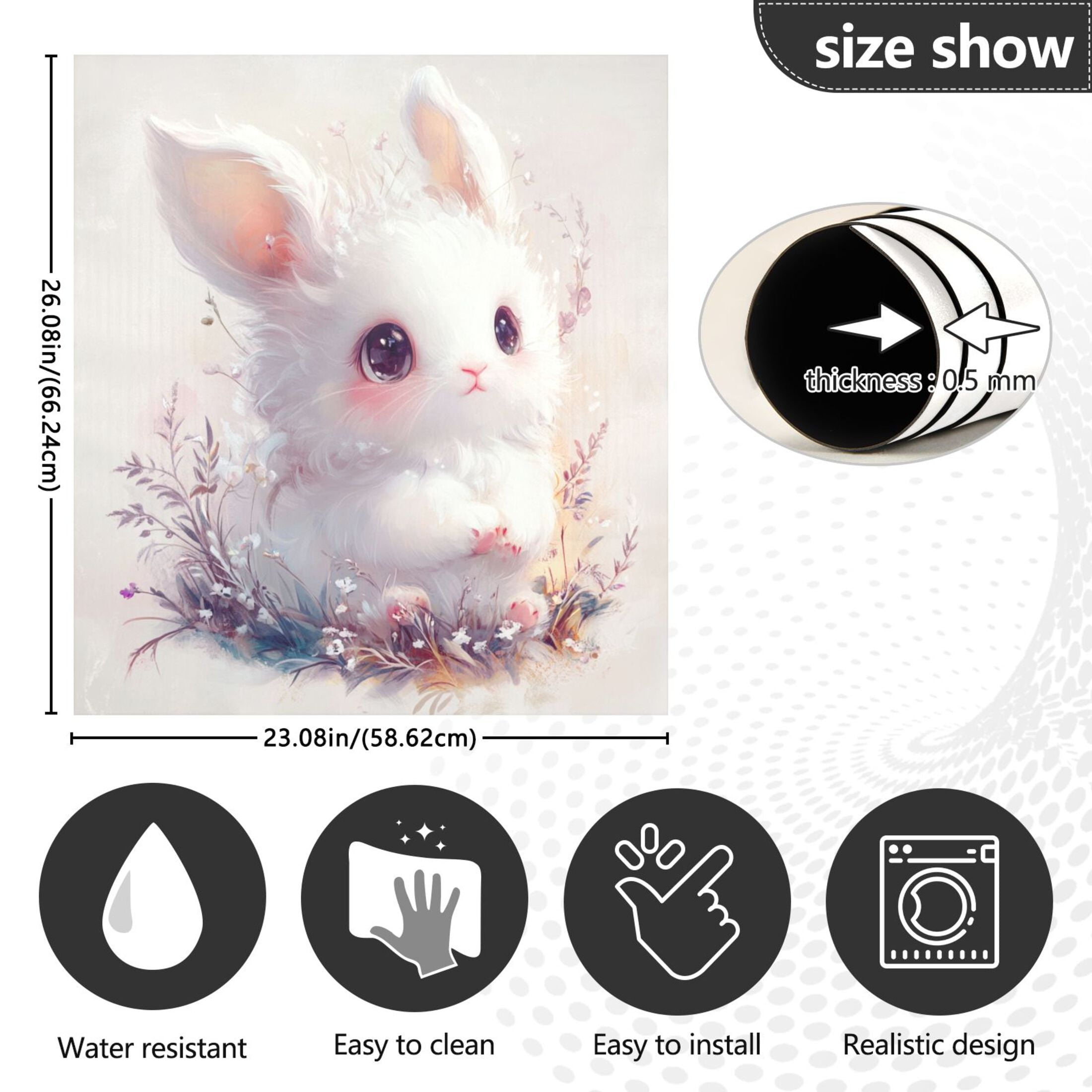 Dishwasher Magnetic Sticker 23x26 Inch Refrigerator Magnetic Sticker Washing Machine Magnetic Sticker Kitchen Panel Magnetic Sticker Home Decor Super Cool White Rabbit