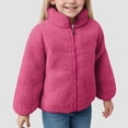thumbnail image 2 of Gubotare Girls Fleece Jacket Kids Zip up Stand Collar Solid Sherpa Coat with Pockets Fall Winter Soft Warm Fuzzy Plush Outwear (Hot Pink, 9-10 Years), 2 of 9