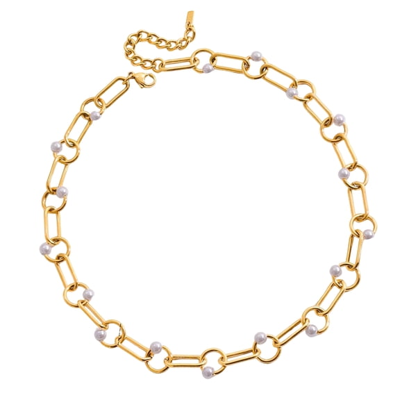 Trendy Hollow-Out Pearl Necklace Versatile Design Casual & Formal Outfits Adjustable Clavicle Chain For Teens Adults