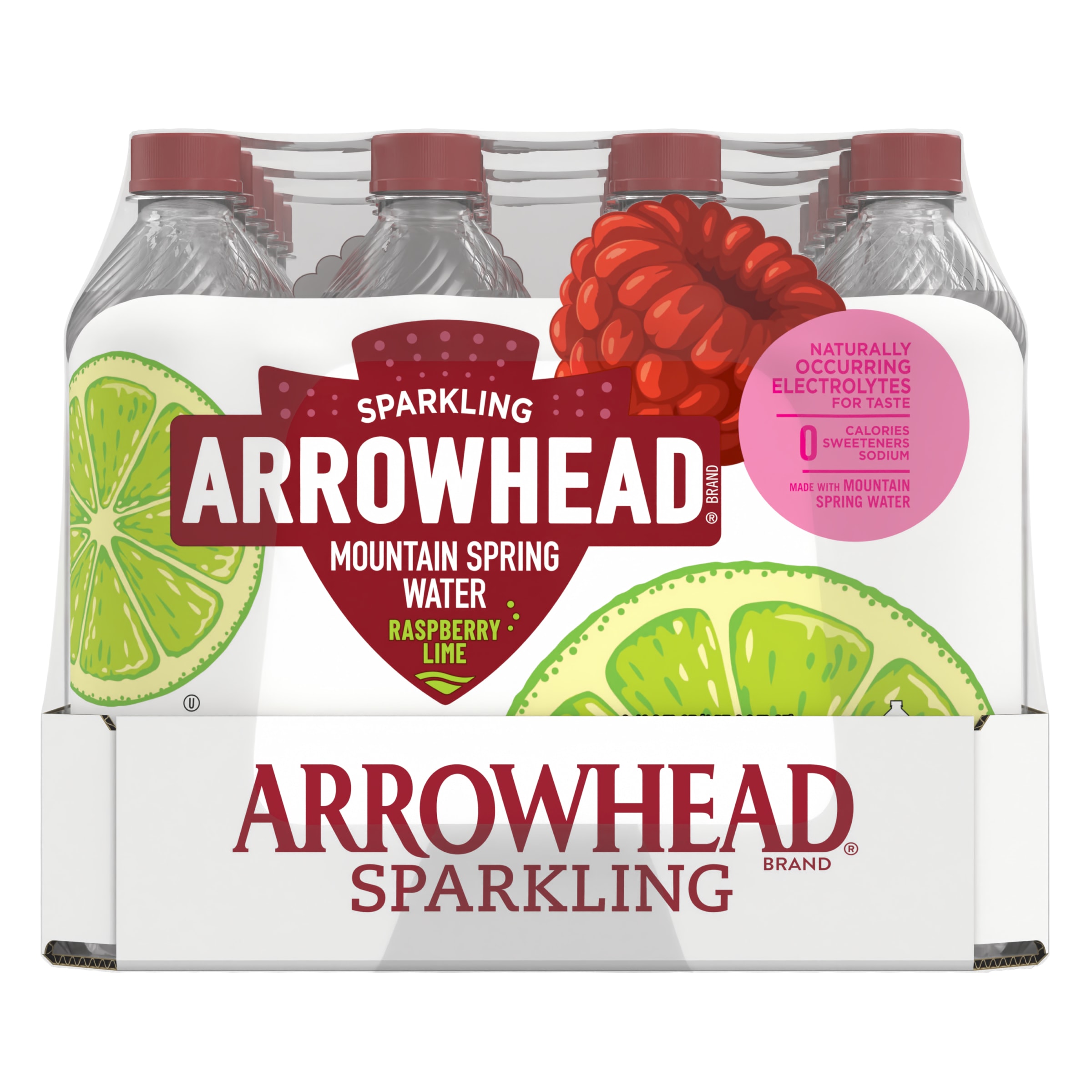 Arrowhead Sparkling Water, Raspberry Lime, 16.9 oz. Bottles (24 Count) - image 3 of 6