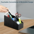 thumbnail image 5 of KENOBE Remote Control Holder with 4 Compartments Trapezoid Design, Desktop Caddy Storage Stand Organizer for Remote Controllers, Office Supplies, Makeup Brush, Media Accessories, Black, 5 of 8