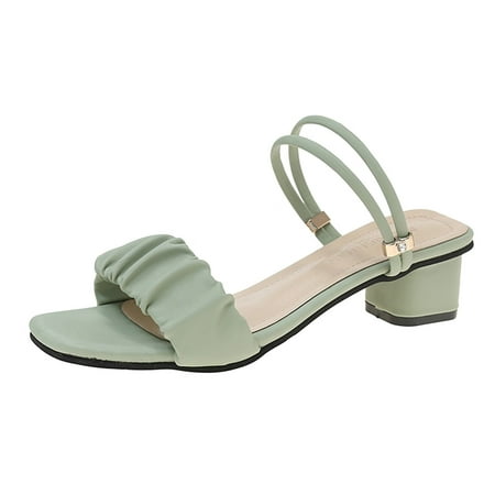 

Womens Sandals Sandals for Women Ladies Chunky Heel High Heel Fish Mouth Rhinestone Sandals Women S Sandals Pu Green 38