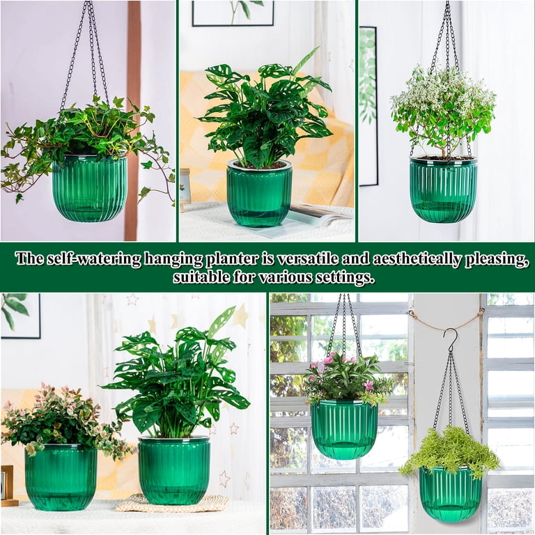 Remiawy 3 Pack Self Watering Hanging Planters Set - 2pcs 6.5 Inch and 1pc  4.5 Inch Self Watering Pots Plastic Outdoor Hanging Basket - Walmart.com