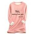 thumbnail image 2 of Jinhomg Casual Fleece Shirts for Women Cute Letter Print Crewneck Sweatshirts Winter Warm Thick Sherpa Lined Loungewear Tunic Tops Pink S, 2 of 3