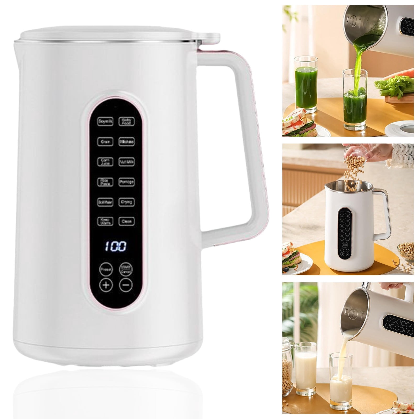 Juicer,5 In 1 Multi Functional Nut Maker Machine 40oz Soymilk Maker Highly Efficient For Homemade Oat Soy Juice With 12h Delay Start/Keep Warm/Self Cleaning