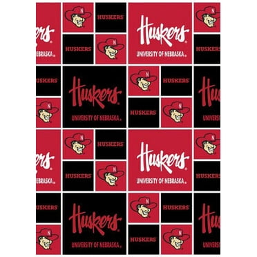 University of Nebraska Fabric Fine Cotton Classic Geometric Design-Sold by the Yard