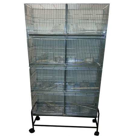 LARGE Combo-4 of Stainless Galvanized Zinc Plated Stack & Lock Double Breeding Breeder Flight Bird Cage Center Dividers Side Breeding Nest Doors With Rolling Stand