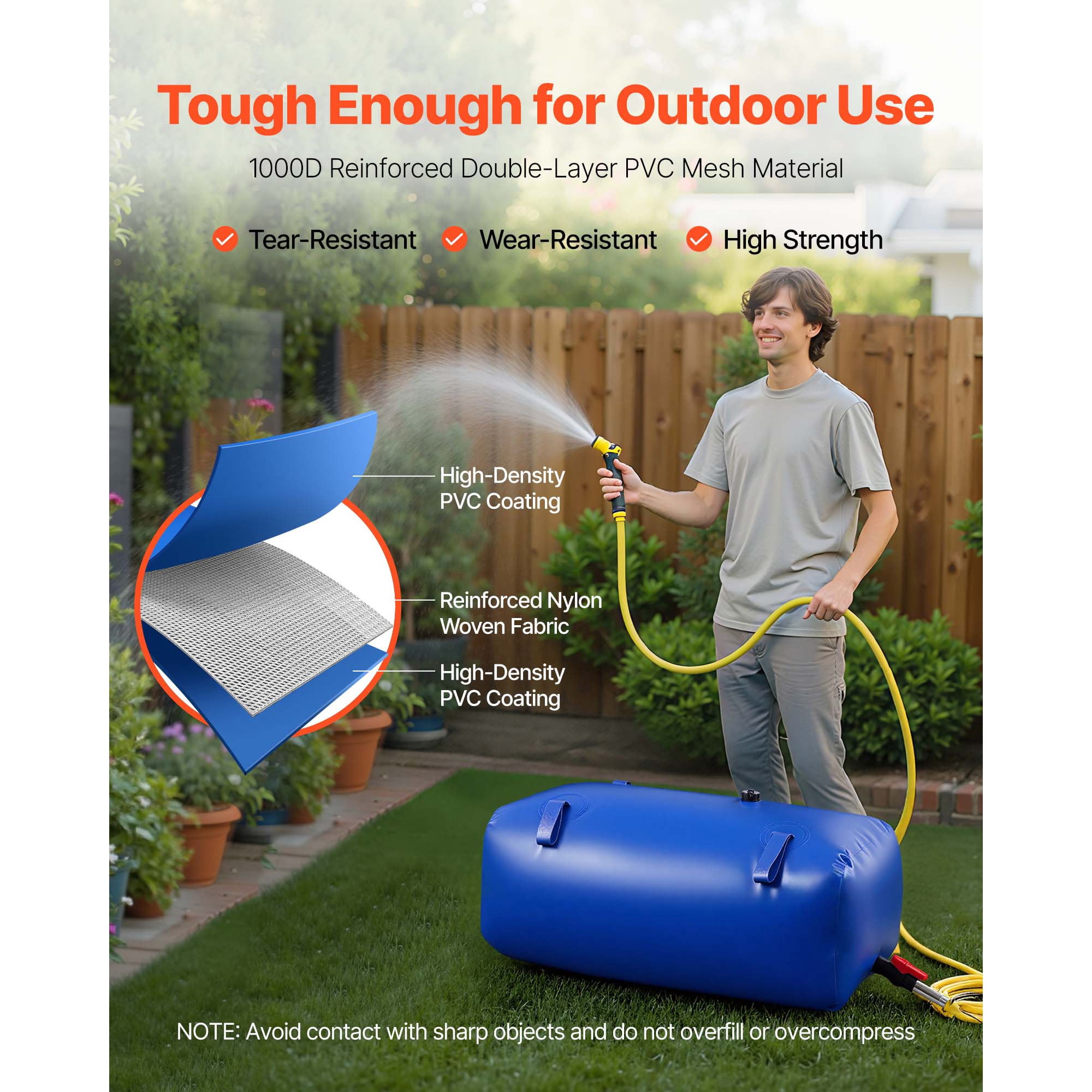 KFFKFF 30-Gallon Portable Water Storage Bladder, Collapsible and Durable PVC Water Bag for Emergency Use, RVs, Trucks, and Outdoor Activities