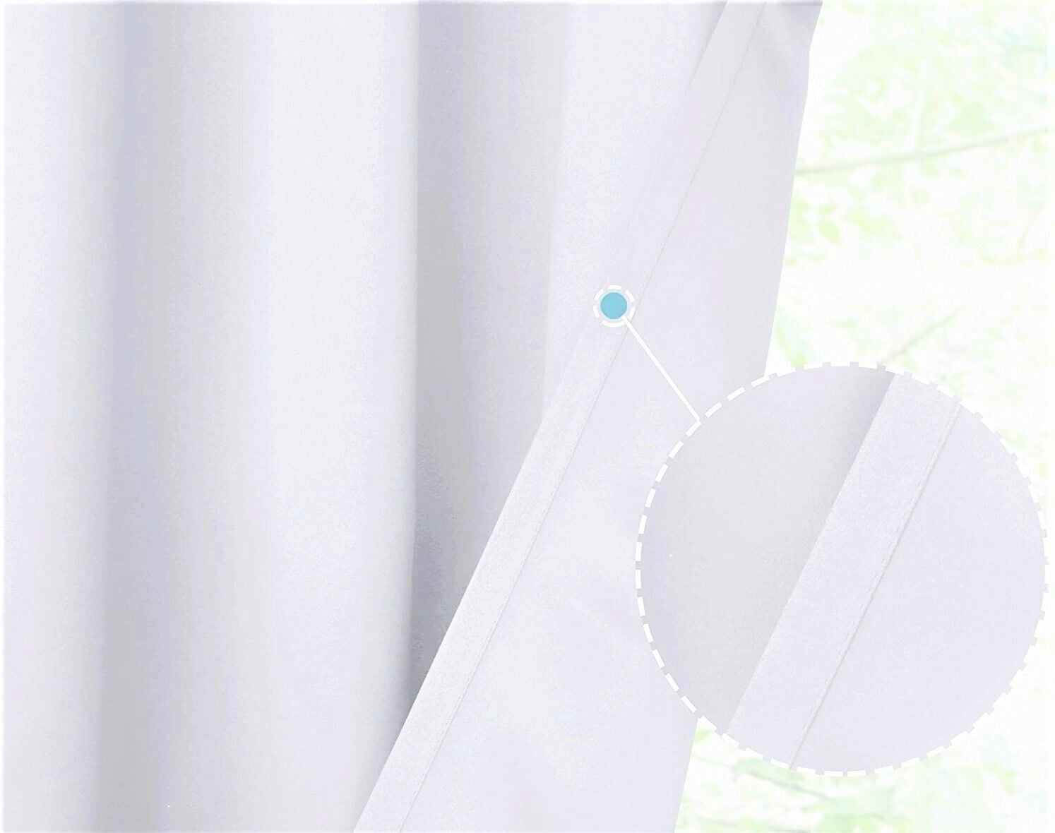2 panels K68 white color 100 % blackout thermal light blocking drapes for sliding patio window curtain top grommets noise reducing 37" wide X 63" length each panel
