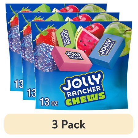 (3 pack) Jolly Rancher Chews Assorted Fruit Flavored Candy Bag 13 oz