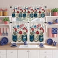 thumbnail image 2 of Independence Day Kitchen Curtains Valances 3 Piece Set, Red White Daisy Bottle Rod Pocket Tier Curtain and Valance Drapes for Small Window 36 Inch Length for Bedroom Cafe, 2 of 9