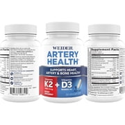 Weider Artery Health - Artery Flexibility & Heart Health - With Vitamin K2, D3 & Ginger - Bone & Immune Support* - Gluten Free & Vegan - 30 Veggie Capsules