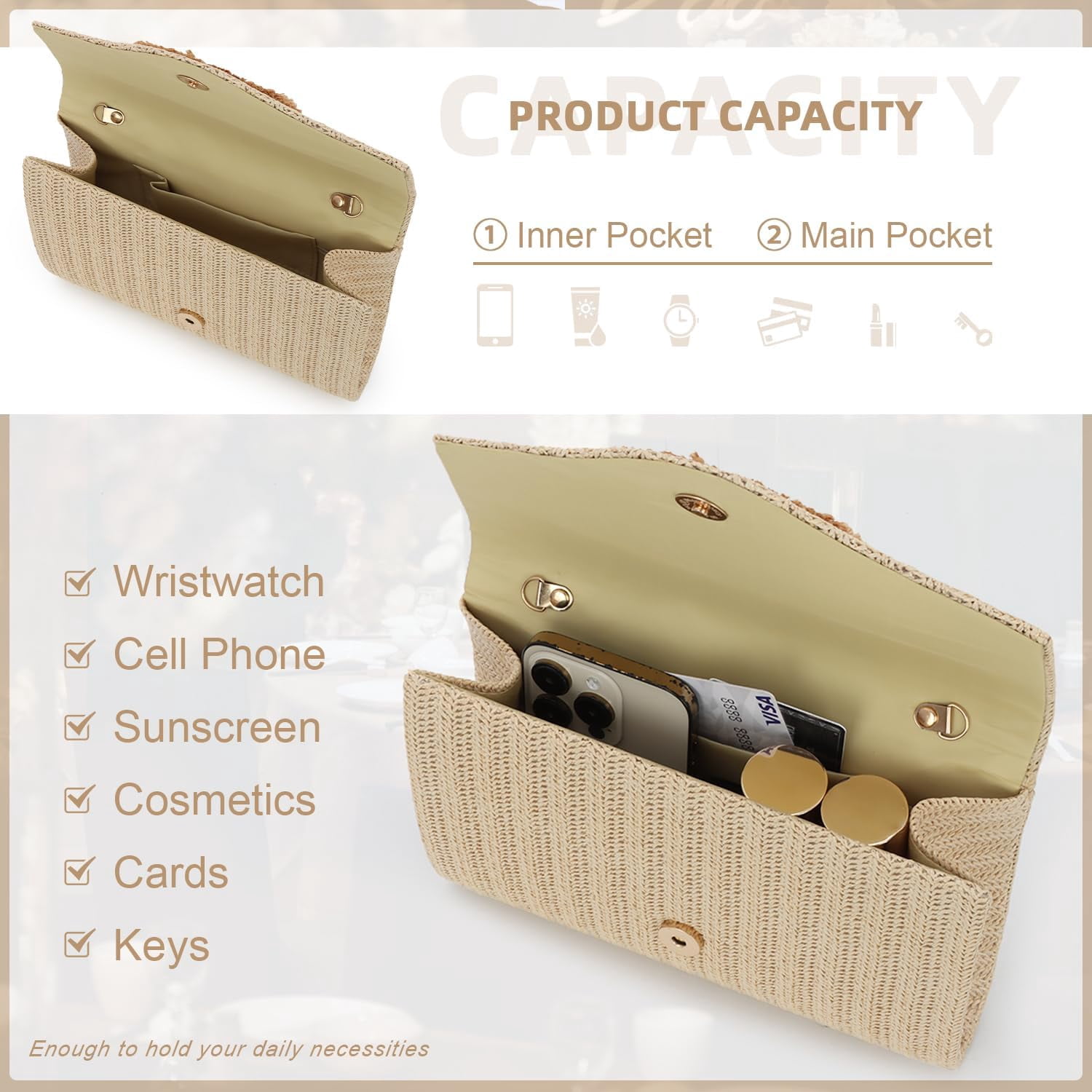 Straw Clutch Purse Rattan Summer Woven Beach Handbags for Women Wedding Vacation Travel Party 2025