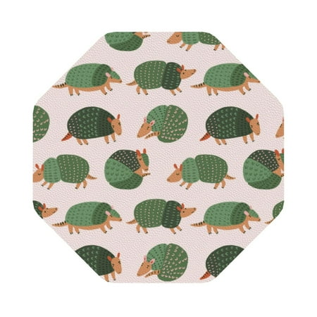 

Giroia Cute Armadillo Coasters Leather Coasters Set of 6 Coaster for Drinks Octagon