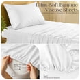 thumbnail image 6 of Lux Decor 100% Organic Viscose from Bamboo Sheets Set Twin - 3 Piece Ultra-Soft Luxury Cooling Bed Sheets, 16" Deep Pocket, Breathable & Hypoallergenic - White, 6 of 10