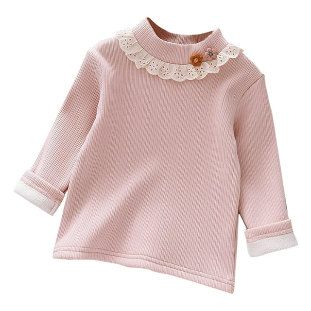 AWZXDE Girls Long Sleeve Shirts Solid Color Slim Fit Base Layer With Tie Casual Cardigan Style Top For Autumn