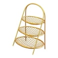 thumbnail image 2 of Cesta de frutas elegante, práctica y decorativa sobre soporte, ideal para una encimera. Oro 3 niveles, 2 of 9