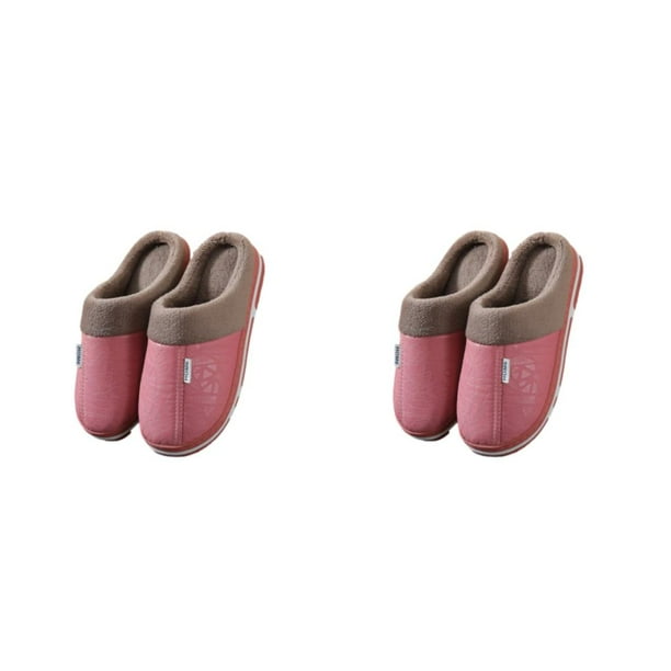 Sonducket 1 par de zapatos para el hogar, zapatos de algodón, zapatillas de invierno, tacón plano de goma, accesorios para el hogar, lavables, Rosa 38-39 2Conjunto