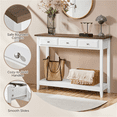 thumbnail image 4 of Alden Design 3 Drawer Console Table with Storage Shelf, White & Brown, 4 of 9