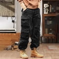 thumbnail image 4 of FRSASU Pantalon Cargo Tactique pour Homme Résistant à l'Eau Pantalon de Randonnée Cordon Taille Élastique Pantalon de Travail avec Poche à Rabat Noir, 4 of 9