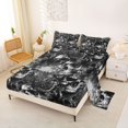 thumbnail image 2 of Homewish Horror Gothic Skull Bed Sheets,Gray Rose Floral Full Size Sheets,Halloween Bed Set,4pcs,1 Flat Sheet, 1 Fitted Sheet and 2 Pillowcases, 2 of 6
