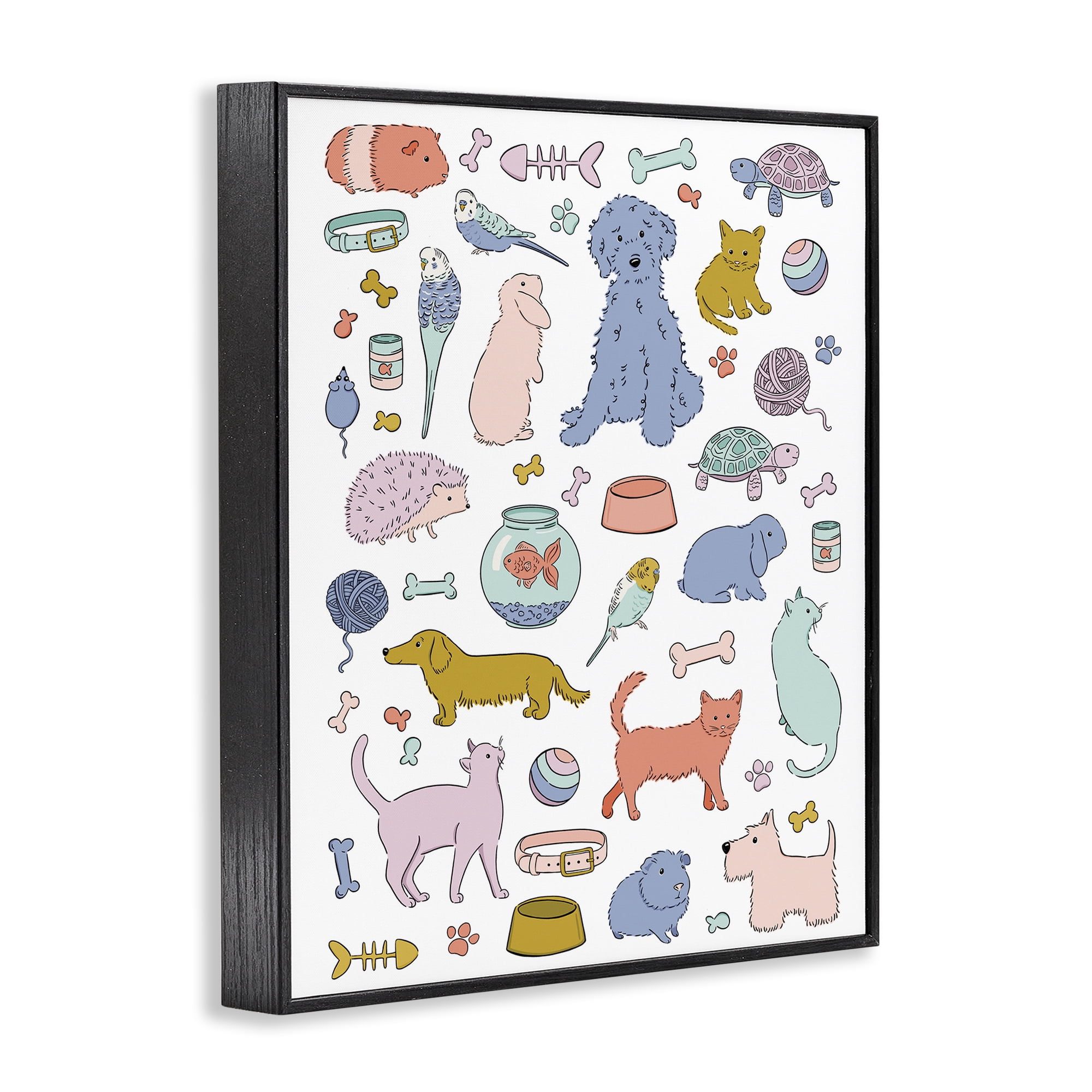 Stupell Industries Pet Shop Menagerie Black Framed Giclee Art, design by Bethany Sandoval