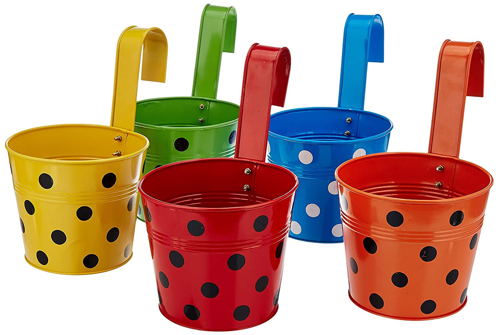 Kraft Seeds Single Hook Metal Planters (Multicolor, Pack of 5) Single