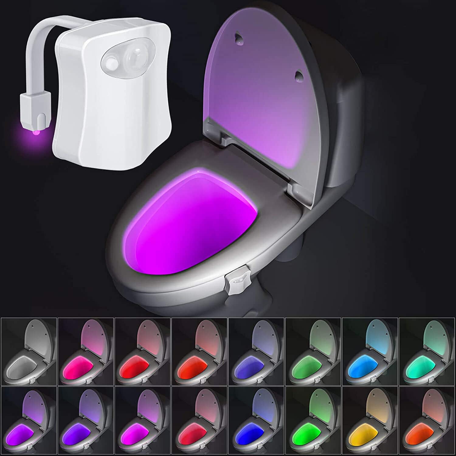 24 Colors Automatic Smart Bathroom Toilet Nightlight  On/Off Seat Sensor Lamp 