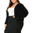 thumbnail image 4 of Agnes Orinda Women's Plus Size Cropped Jacket Open Front Fluffy Faux Fur Winter Coat Jackets 1X Black, 4 of 7