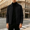 thumbnail image 6 of Men's Zip Up Casual Jacket Lapel Collar Fully Lined Long Sleeve Coat with Pockets Spring Fall Outfits Daily Outerwear, 6 of 6