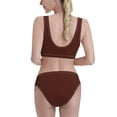 thumbnail image 3 of Picia Brown Women's High Waisted Bikini Scoop Neck Swimsuit Two Pieces Bathing Suit-Small, 3 of 8