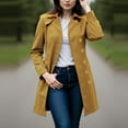 thumbnail image 4 of Roncen Womens Mid-Length Single-Breasted Trench Coat Double Breasted Notch Lapel Lightweight Oversized Windproof Fall Overcoat, 4 of 8