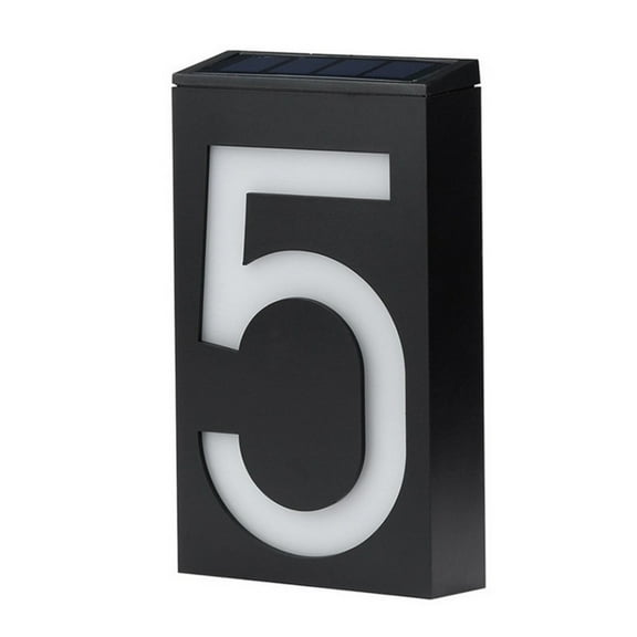 JVBTVB Modern LED Solar House Number Light - Bright Illuminated Digital Address Sign for Outdoor Door, Wall, Courtyard with Waterproof IP65 Design, No Wiring Needed