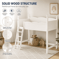 thumbnail image 4 of Miniyam Twin Loft Bed for Kids with Guardrails and Ladder, Solid Wood Space Saving Bed Frame, White, 4 of 7