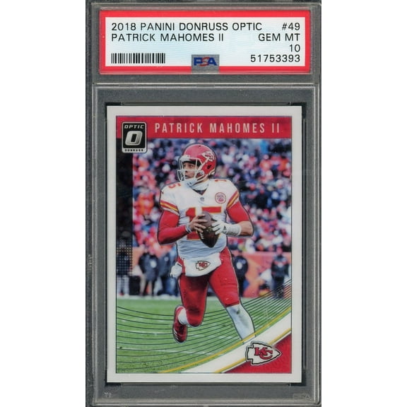 Patrick Mahomes 2018 Panini Donruss Optic Football Card #49 Graded PSA 10