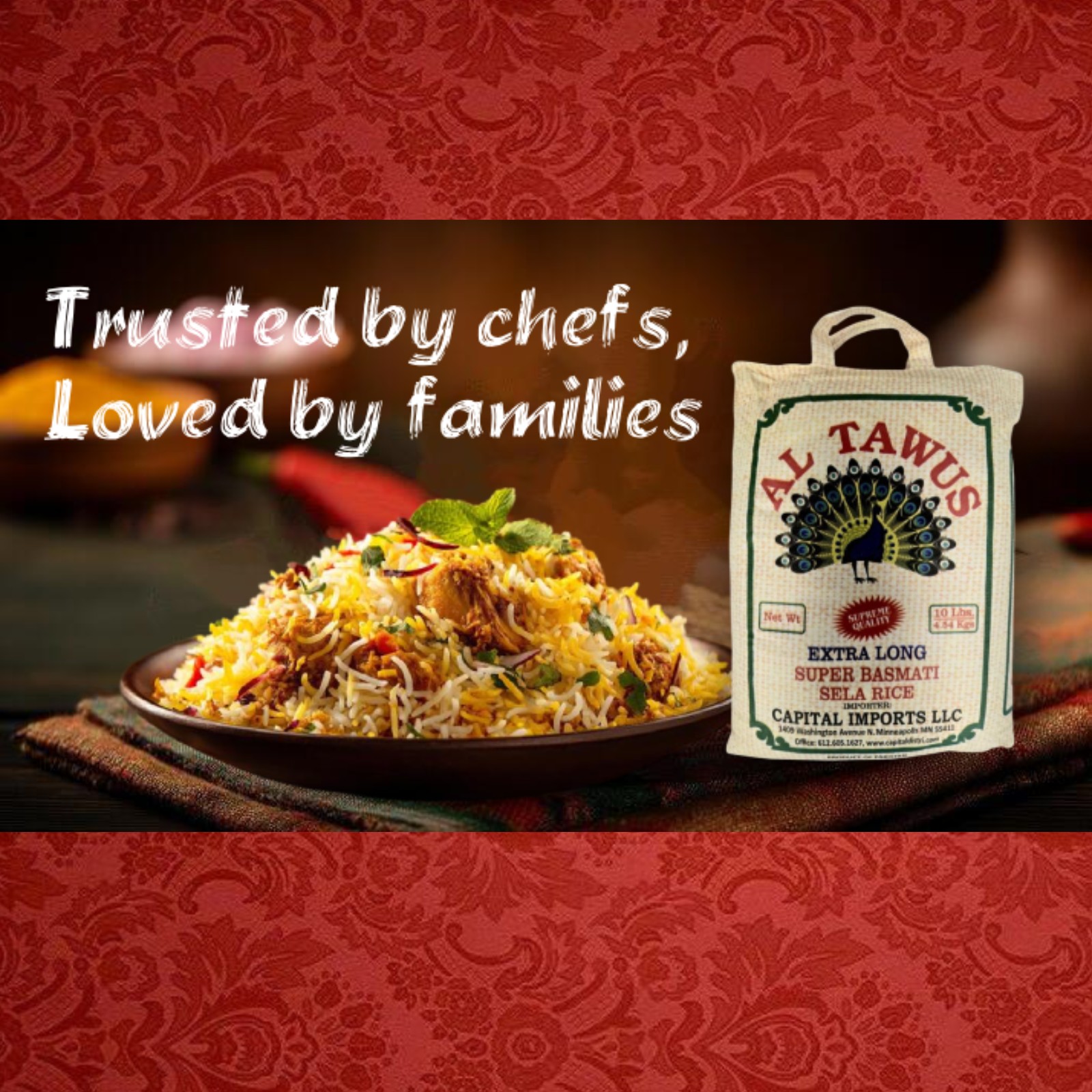 Al Tawus Supreme Quality Extra Long Super Basmati Sela Rice 10 Lbs / 4.54 kg, Non GMO, Extra Long Basmati Rice, White Rice, Vegan Rice, BPA & Gluten Free, Zip Lock Bag, Dried Grains
