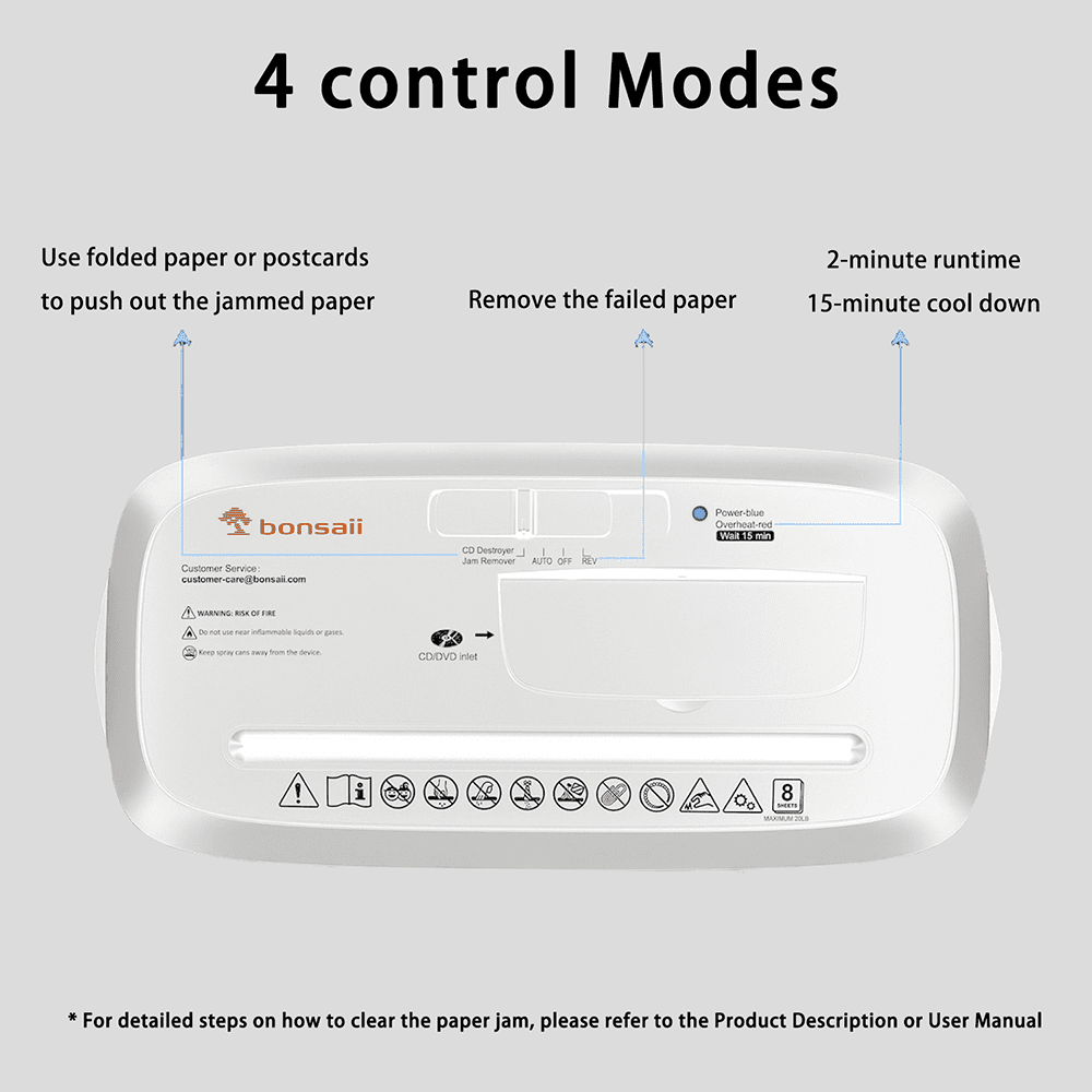 Bonsaii Home Office Shredder, 8-Sheet Strip-Cut, Shreds CDs/Credit Cards, Features Overheat Protection, 3.4-Gallon Bin, White