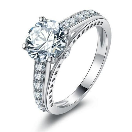 ON SALE - Daphne 2CT Solitaire Surprise Detail Cathedral IOBI Simulated Diamond (The Best Simulated Diamonds)