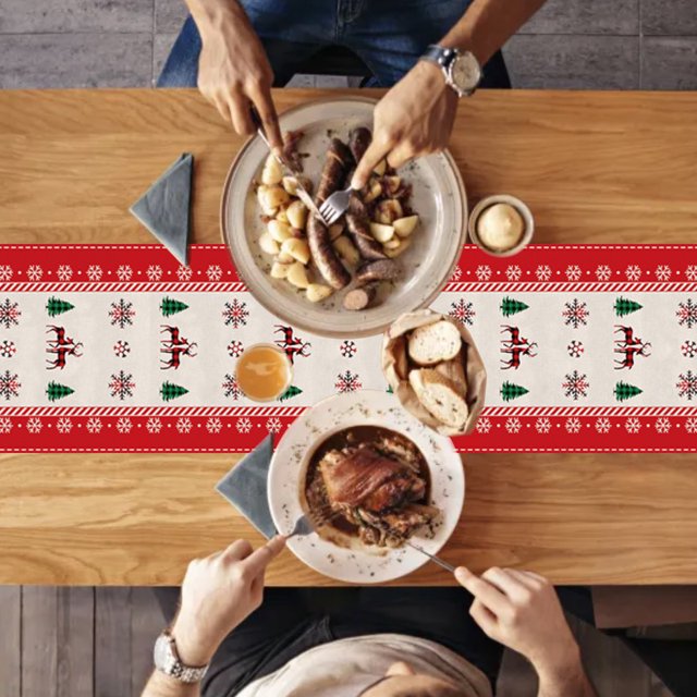 Bandera de mesa navideña, mantel individual de tela con estampado de decoración del hogar, mantel de lino cifrado, bandera de mesa aislada