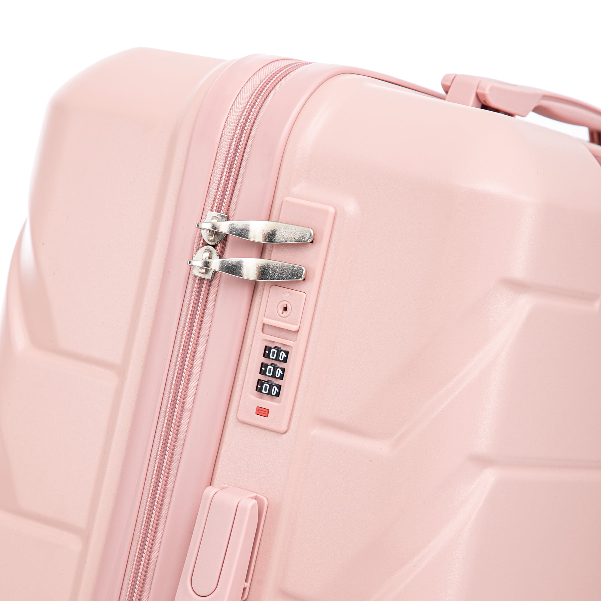 28 Inch ABS Hard Shell Large Travel Checked Luggage - Scratch Resistant Surface Four Multi-Directional Wheels, With Combination Lock and Side Hooks .(Pink)