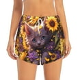 thumbnail image 2 of KLL Sunshine Cute Cat Sunflower Pattern Shorts Women,Athletic Shorts High Waisted Running Shorts Pocket Sporty Short Gym Elastic Workout Shorts-XX-Large, 2 of 7