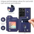 thumbnail image 4 of Crossbody Wallet Case for Samsung Galaxy S22 Ultra with Card Slot Holder, Magnetic Flip Folio Purse Case, PU Leather Zipper Handbag with Detachable Lanyard Strap & Shoulder Strap, Blue, 4 of 9