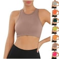 thumbnail image 5 of Xfvqtps Sports Bras for Women Wireless Racerback Sleeveless Rib Solid Color Crop Tank Tops for Yoga Gym Fitness Beige, 5 of 5