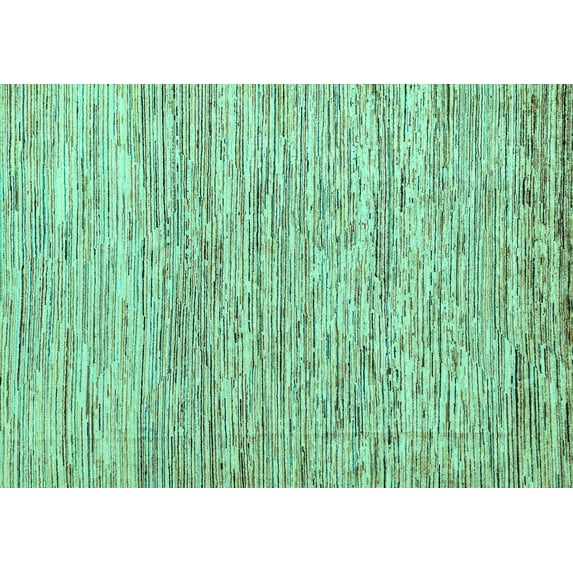 Ahgly Company Indoor Rectangle Oriental Turquoise Blue Modern Area Rugs, 2' x 5'