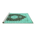thumbnail image 2 of Ahgly Company Machine Washable Indoor Rectangle Medallion Turquoise Blue Traditional Area Rugs, 5' x 7', 2 of 4