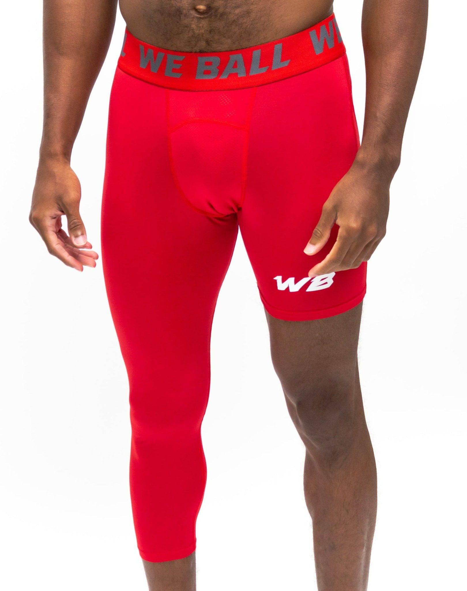 We Ball Sports Athletic Men's Single Leg Sports Tights | One Leg  Compression Base Layer Leggings for Men (Red, FULL 2XL)